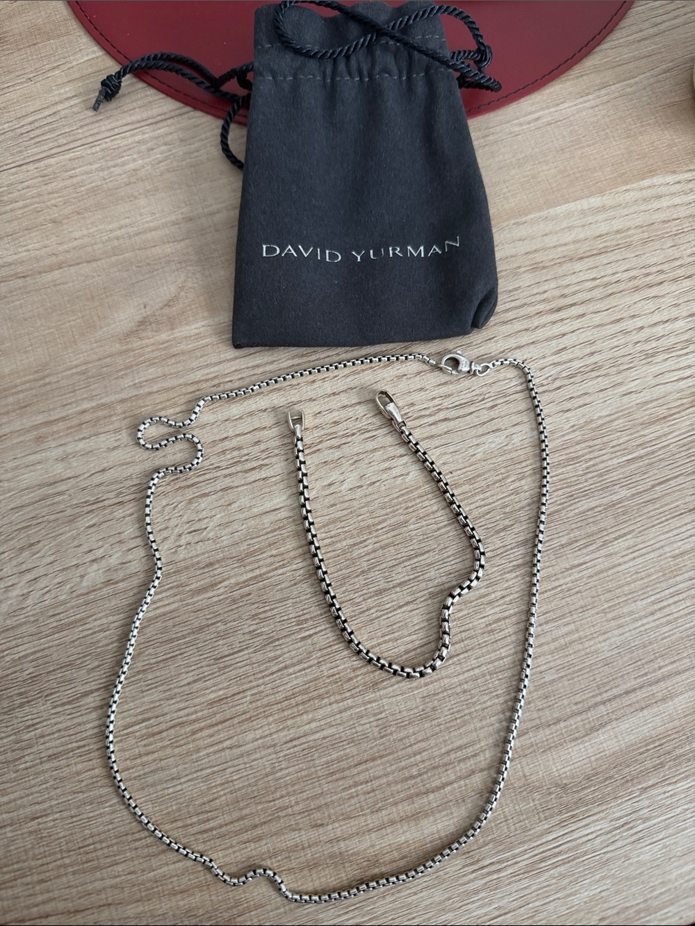 David Yurman Sterling Silver Box Chain Necklace and Bracelet Set